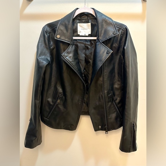Anthropology Saige Faux Leather BLACK Moto Jacket Size Small - Picture 4 of 12